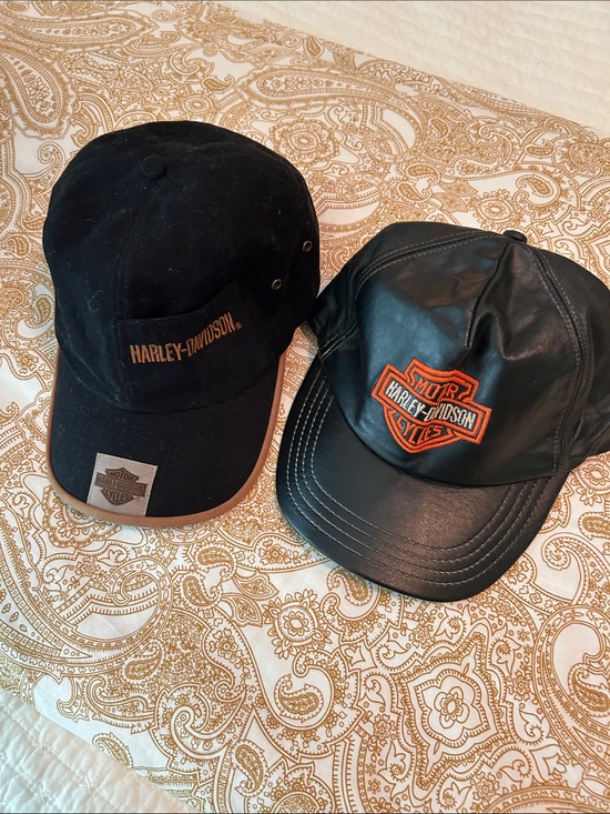 Harley-Davidson Other - Harley-Davidson Black Caps with Orange Logo Accents - Pair